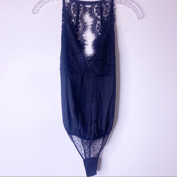 Free People Melrose Black Lace Backless Bodysuit - Picture 2 of 13